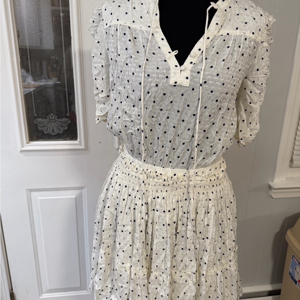 Current Air White Polka Dot Long Sleeve Dress